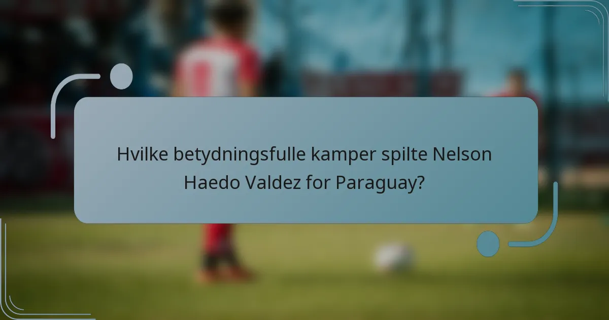 Hvilke betydningsfulle kamper spilte Nelson Haedo Valdez for Paraguay?