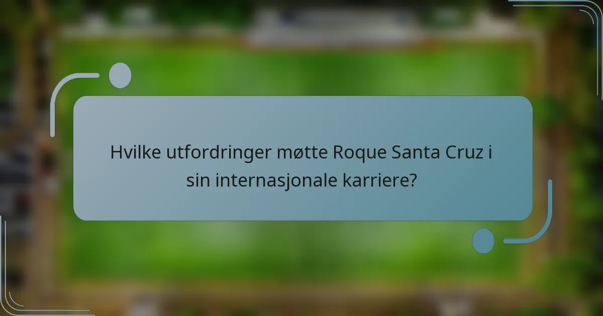 Hvilke utfordringer møtte Roque Santa Cruz i sin internasjonale karriere?